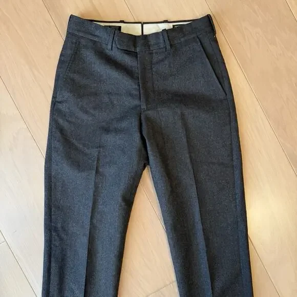 Epaulet Wool Pants 27 Charcoal Gray Made in USA Brooklyn NYC Dress Minimalist